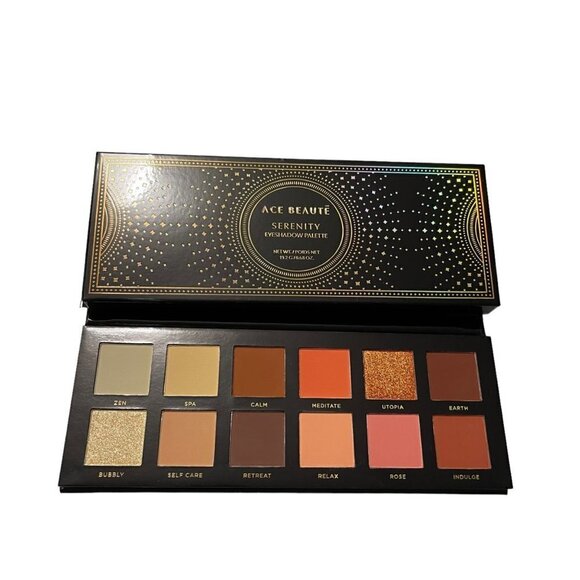 Ace Beauté BNIB 12 Shade Matte & Shimmer Warm Toned Serenity Eyeshadow Palette - Picture 3 of 7